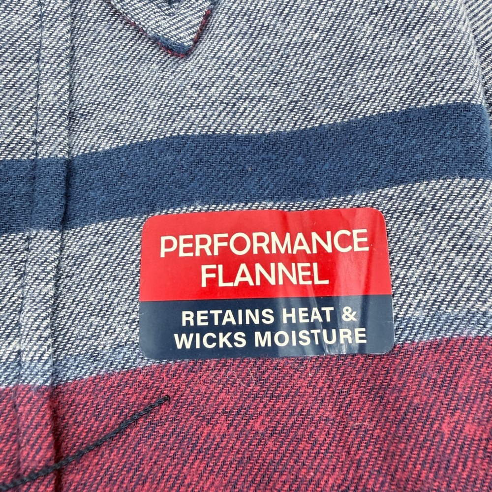 Chaps Mens XL‎ Performance Flannel Long Sleeve Button Shirt Dark Denim Gift NWT - Picture 7 of 15